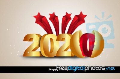 2020 Celebration Concept With Golden Text Design,  New Year Coming Soon Stock Image