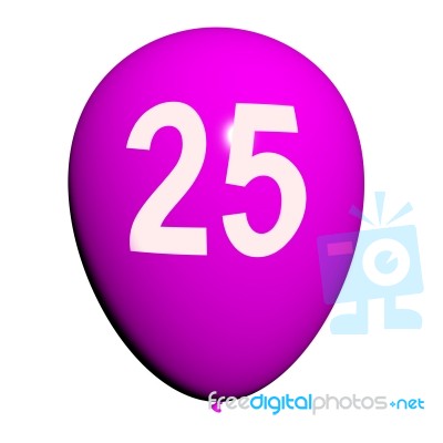 25 Balloon Shows Twenty-fifth Happy Birthday Celebration Stock Image