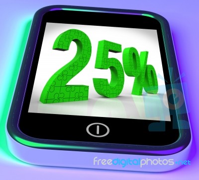 25 On Smartphone Shows 25 Percent Off And Clearances Stock Image