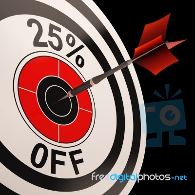 25 Percent Off Shows Discount Promotion Advertisement Stock Image
