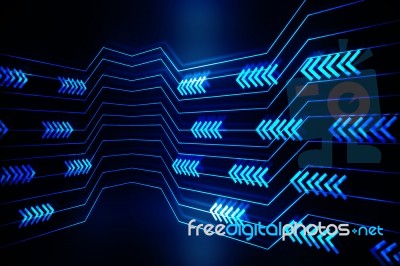 2d Illustration Abstract Futuristic Electronic Circuit Technology Background Stock Image