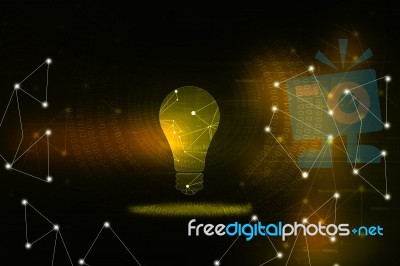 2d Illustration Bulb Future Technology, Innovation Background, Creative Idea Concept  Stock Image