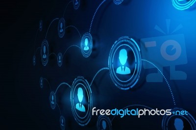 2d Illustration Business Network Concept Stock Image