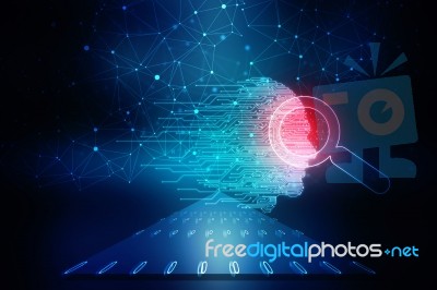 2d Illustration Digital Artificial Mind Concept Stock Image