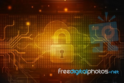 2d Illustration Safety Concept: Closed Padlock On Digital Background Stock Image