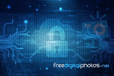 2d Illustration Safety Concept: Closed Padlock On Digital Background Stock Image