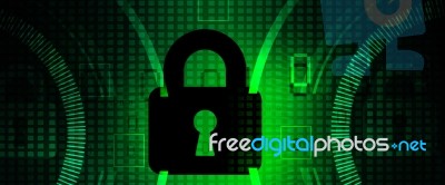 2d Illustration Safety Concept: Closed Padlock On Digital Background Stock Image