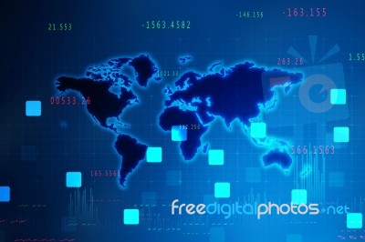 2d Illustration World Map Abstract Background Stock Image