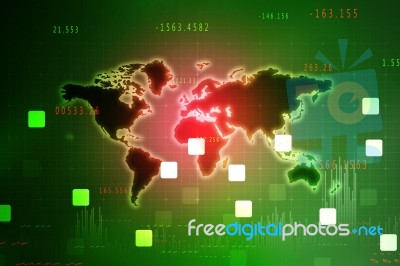 2d Illustration World Map Abstract Background Stock Image