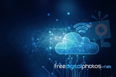 2d Rendering Cloud Online Storage Icons With Wifi Stock Image