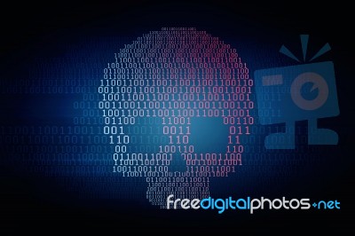2d Rendering Digital Skull And Crossbones On Binary Code Stock Image