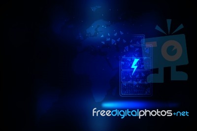 2d Rendering Electrical Energy And Power Supply Source Concept, Accumulator Battery With Charging Level Indicator Stock Image