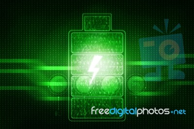 2d Rendering Electrical Energy And Power Supply Source Concept, Accumulator Battery With Charging Level Indicator Stock Image