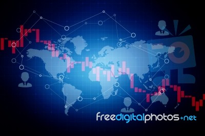 2d Rendering Stock Market Online Business Concept. Business Graph  Stock Image
