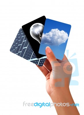 3 Energy Cards Stock Photo