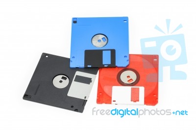 3.5-inch Diskette White Background Stock Photo