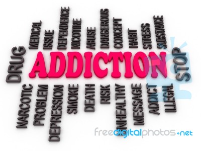 3d Addiction Message. Substance Or Drug Dependence Conceptual De… Stock Image