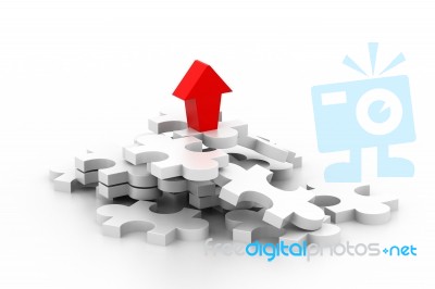 3d Arrow With Puzzle Pieces Stock Image