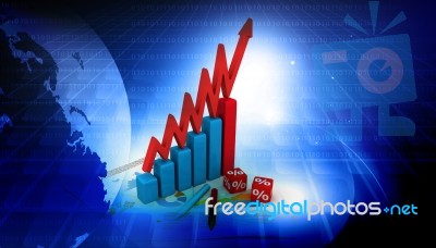 3d Business Graph And Documents On Abstract Background Stock Image