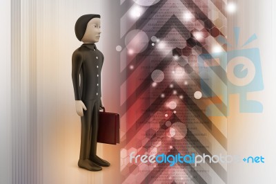 3d Business Man With Briefcase Stock Image