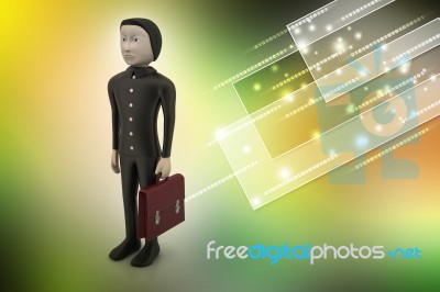 3d Business Man With Briefcase Stock Image
