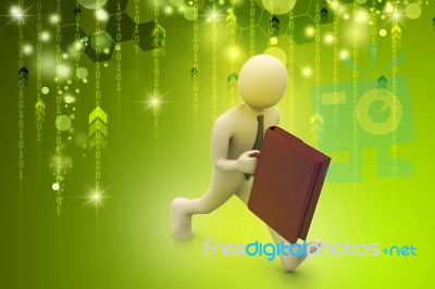 3d Business Man With Briefcase Stock Image