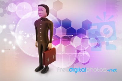 3d Business Man With Briefcase Stock Image