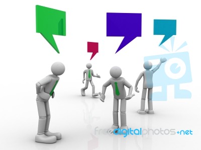 3d Business People With Empty Chat Bubbles Stock Image