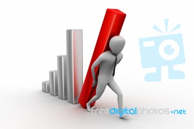 3d Businessman Carrying  The Big Column Of The Diagram Stock Image