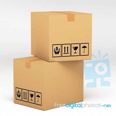 3d Cardboard Boxes Stock Image