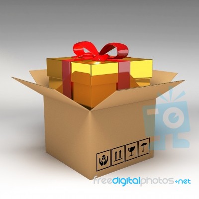 3d Cardboard Boxes Stock Image