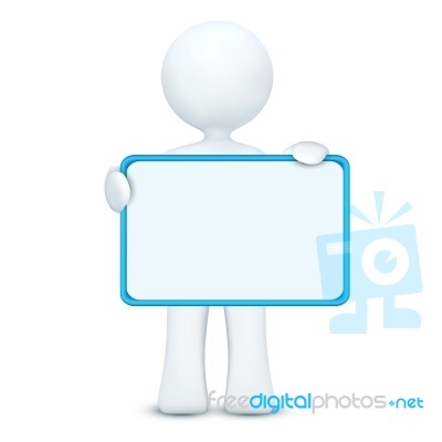 3d Character Holding Blank Board Stock Image