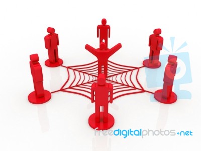 3d Character Man Leader And Team Members Stock Image
