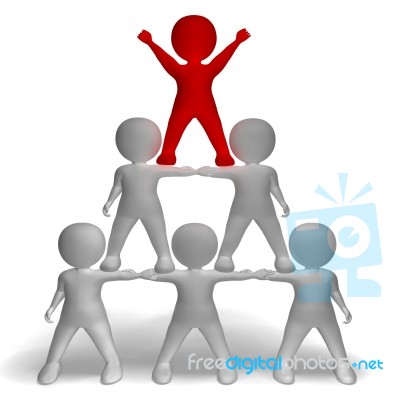 3d Character Pyramid Showing Hierarchy And Teamwork Stock Image