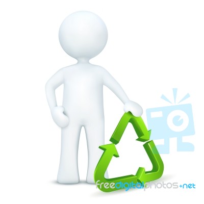 3d Character Standing With Ecology Symbol Stock Image