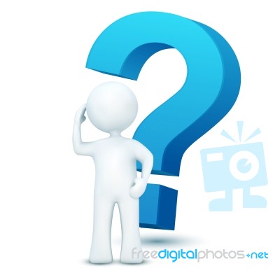 3d Character With Question Mark Stock Image