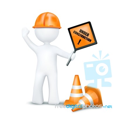 3d Character With Underconstruction Elements Stock Image