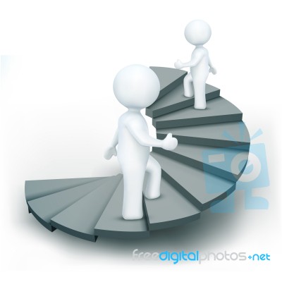 3d Characters Climbing Steps Of Success Stock Image
