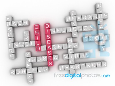 3d  Children Diseases Isolated Illustration, Sick Concept Stock Image