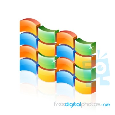 3d Colorful Firewall Icon Stock Image