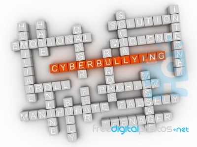 3d Cyberbullying Word Cloud Concept - Illustration Stock Image