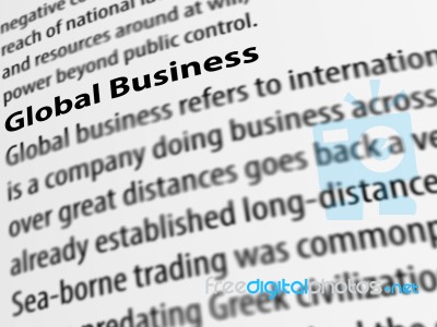3d, Definition Of The Word Global Business On White Paper Stock Image