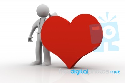 3d Doctor With Heart Stock Image