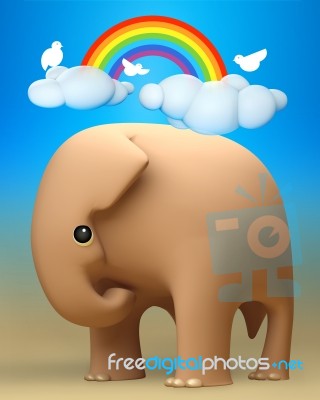 3D Elephant A Happy Day Stock Image