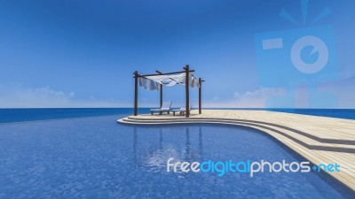 3d Fabric Tent And Sea Stock Photo