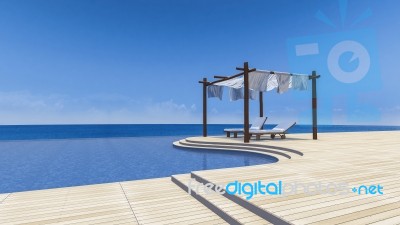 3d Fabric Tent And Sea Stock Photo