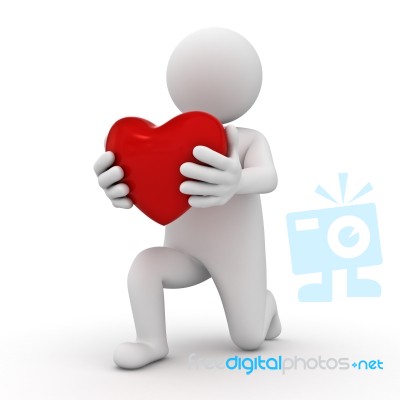 3d Figure Holding Heart Stock Image