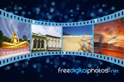 3D Film Strip With Pictures Stock Photo 3D Film Strip With Pictures Stock Photo