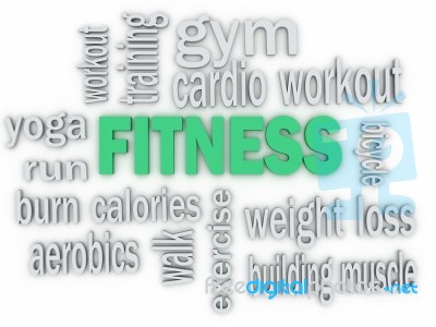 3d  Fitness And Healthy Exercise Word And Icon Cloud Stock Image