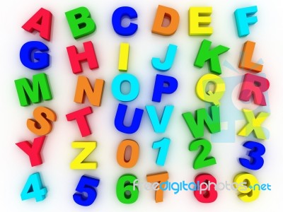 3d Full Alphabet With Numerals Stock Image